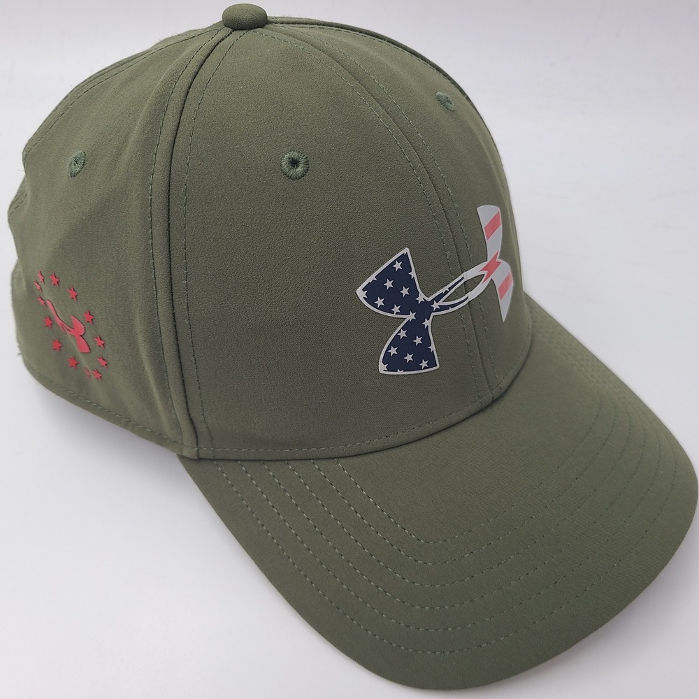 Under Armour Hat Fitted L-XL Green American Flag Freedom Tactical USA Logo Men